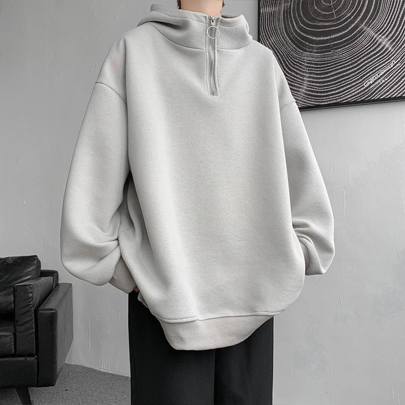 maoxiangshop Turtleneck Hoodie Zipper Pullovers Streetwear Hip Hop Hooded Sweatshirt Men Clothing Korean Couples Harajuku Coat
