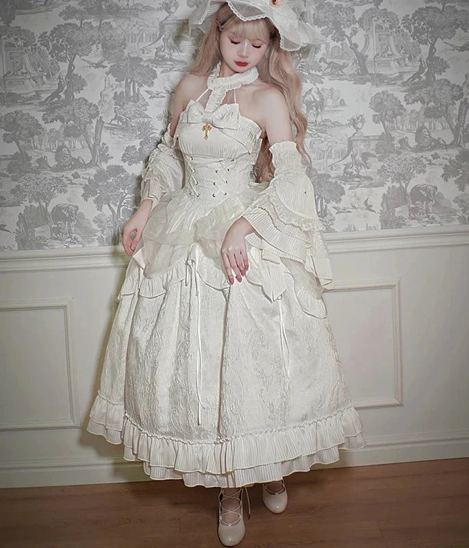 maoxiangshop - Solid Color Hanging Neck Lolita Dress