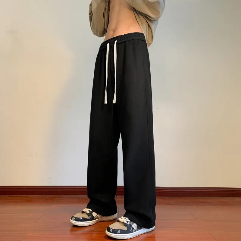 maoxiangshop Autumn Sweatpants Men Straight Casual Pants Male Korean Loose Drawstring Pants Men's Joggers Sports Streetwear Trousers