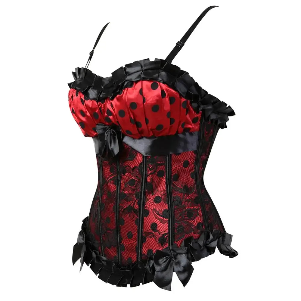 maoxiangshop - Gothic Corsets for Womens Vintage Bustier Polka Dots Corset Strap Padded Cup Bustiers Plus Size Corsetto Carnival Party Costumes