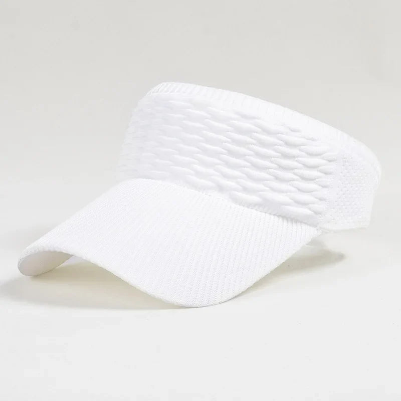 maoxiangshop Fashion Folds Design Women Empty Top Hat Summer Solid Color Large Brim Sunscreen Hat Outdoor Elastic Fabric Sports Sun Cap