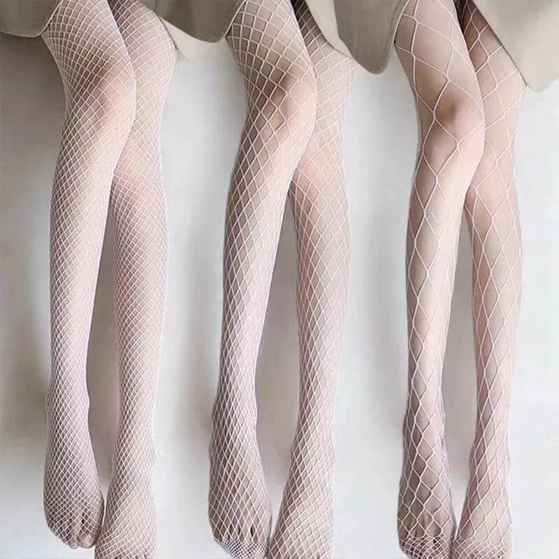 maoxiangshop Nylons Fishnet Tights Pantyhose Netting Stockings Leggings For Women White Black Mesh Tights Sexy Fishnet Stockings Lingerie