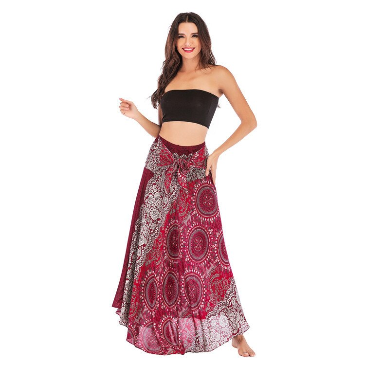 maoxiangshop Fashion Skirts Women Clothes Roupas Saia Bottom Women Skirt New Sexy Woman Long Jupe Bohemian Boho Flowers Elastic Waist Faldas