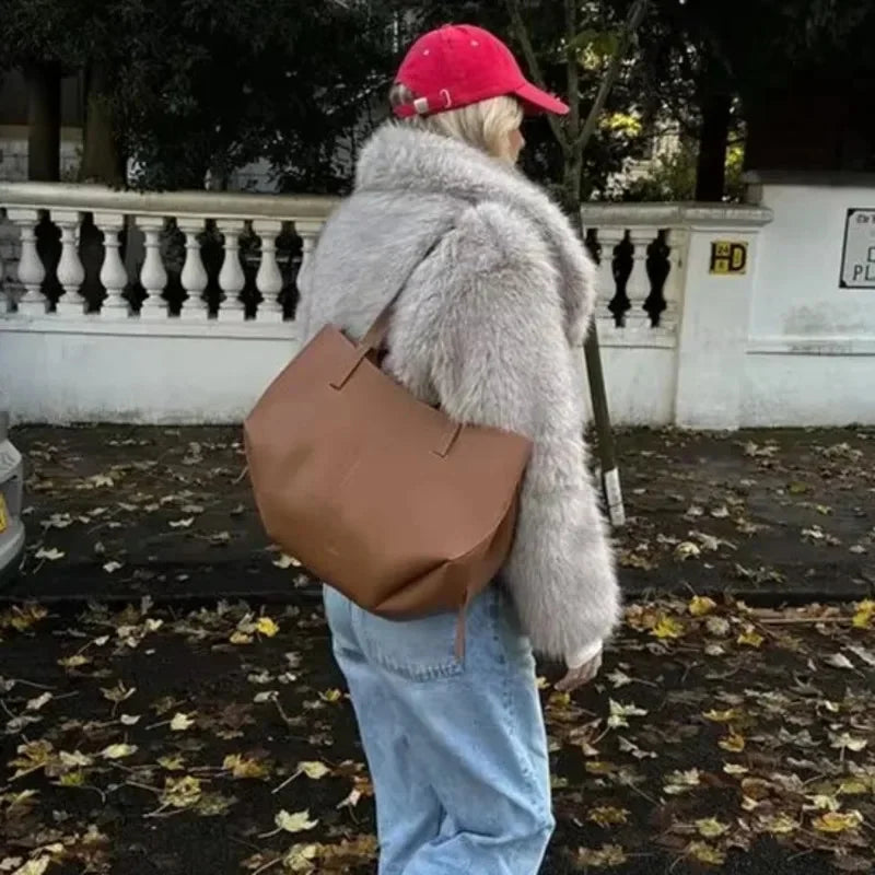 maoxiangshop - Faux Fur Cardigan Coat Women 2024 Winter Luxury Solid Long Sleeve Fashion Short Coats Lady Elegant Warm Thick Jackets Outerwear