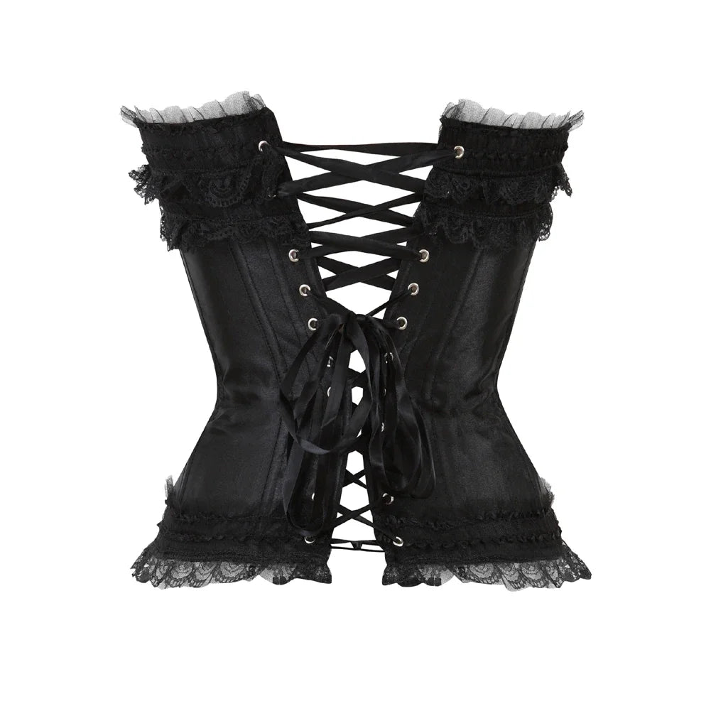 maoxiangshop - Corset Dress Steampunk Lace Trim Bustier with Long Tulle Skirt Carnival Party Night Costumes Plus Size Halloween Outfits Women