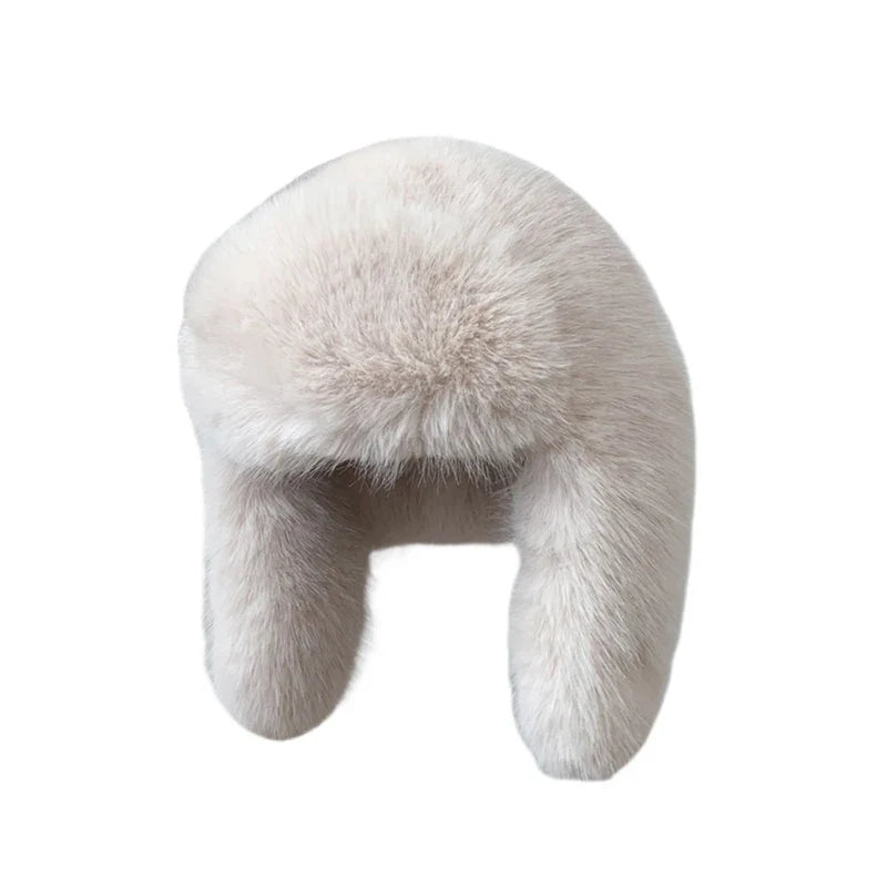 maoxiangshop - 2024 Winter Women Fluffy Furry Faux Fox Fur Bomber Hats Flaps Luxury Vintage Y2k Girls Warm Earflap Snow Ski Hat Caps Russian