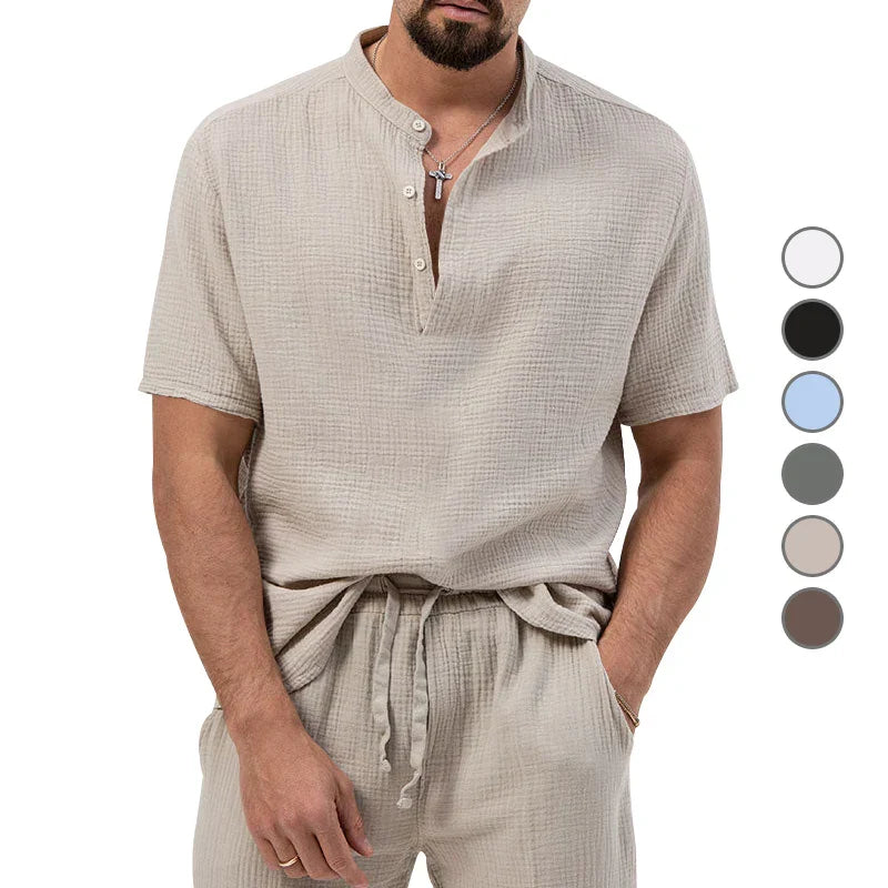 maoxiangshop Fashion Casual Summer T-shirt For Men Beach Wind Bubble Cloth Jacquard Process Breathable Short Sleeve Outdoor Men's Clothing