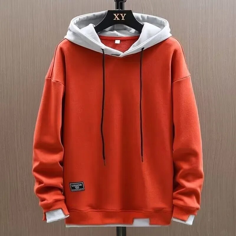 maoxiangshop Autumn Men Hoodies High Street Pullover Long Sleeve Patchwork Sweatshirt Men Fashion Streetwear Hoodie Harajuku