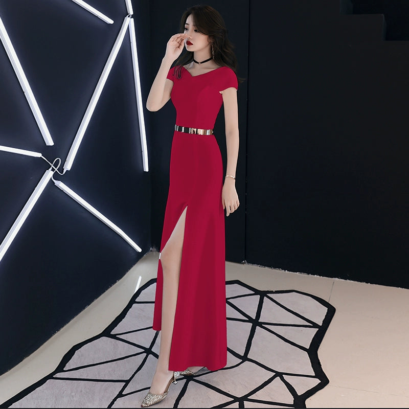 White evening dress dress women's new high-end temperament banquet aura queen elegant celebrity dress long