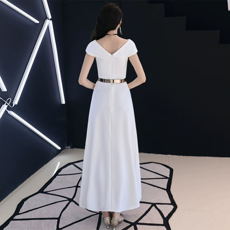 White evening dress dress women's new high-end temperament banquet aura queen elegant celebrity dress long