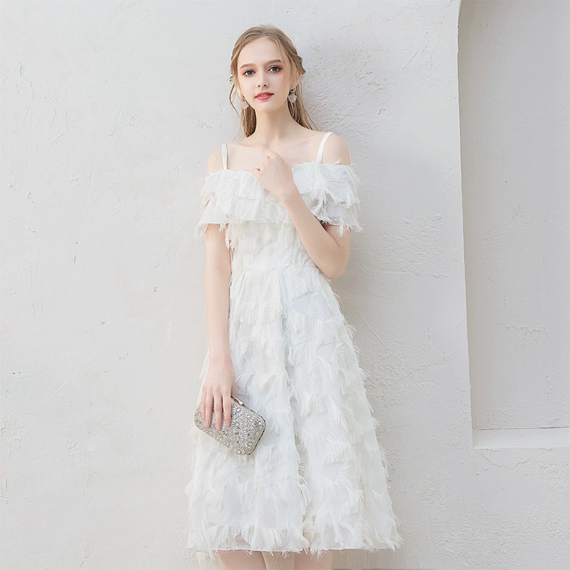 White evening dress dress women can usually wear fairy host Mori small dress dress Hepburn style dating