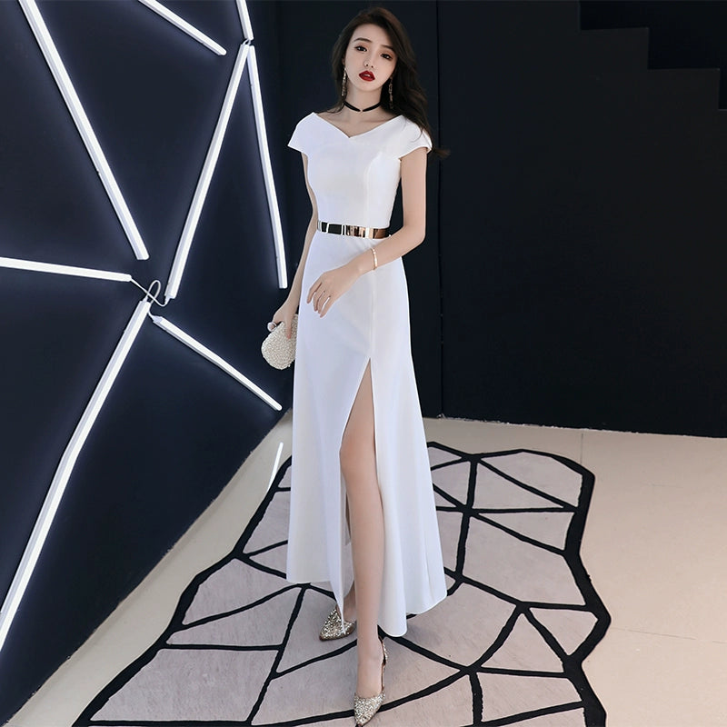 White evening dress dress women's new high-end temperament banquet aura queen elegant celebrity dress long