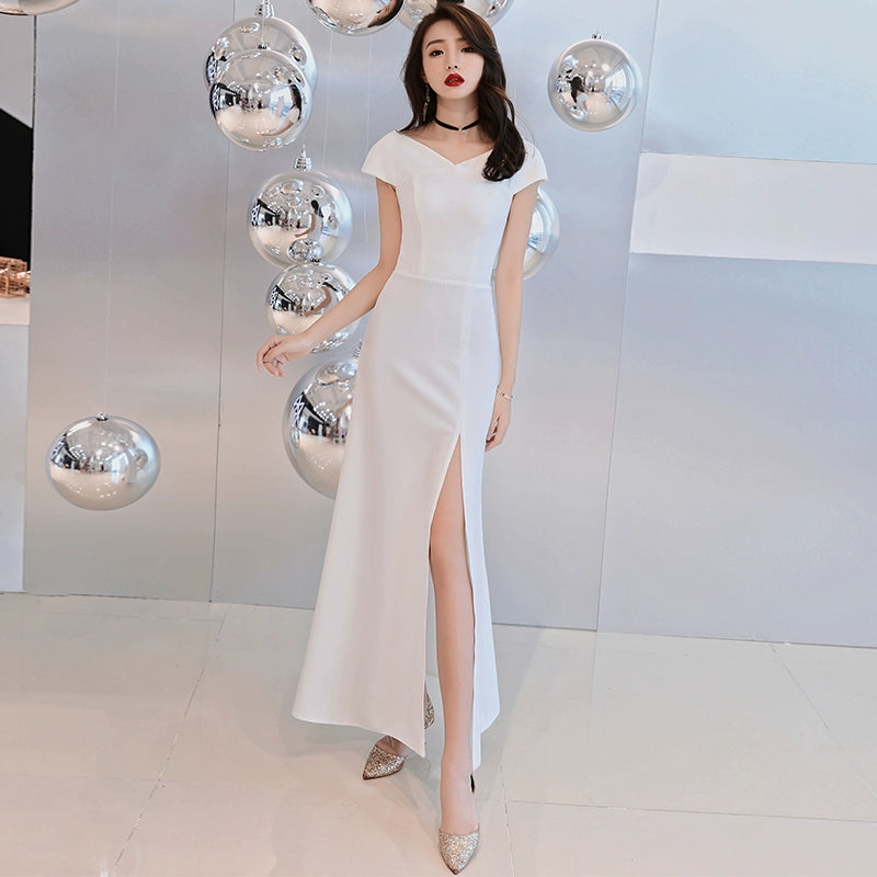White evening dress dress women's new high-end temperament banquet aura queen elegant celebrity dress long