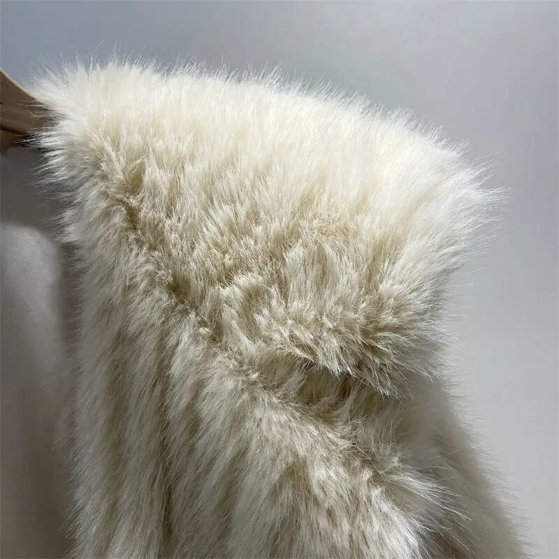 maoxiangshopWomen's Fur Coat, Navy Collar Stripe Top, Woven, Eco, Short, Winter, New