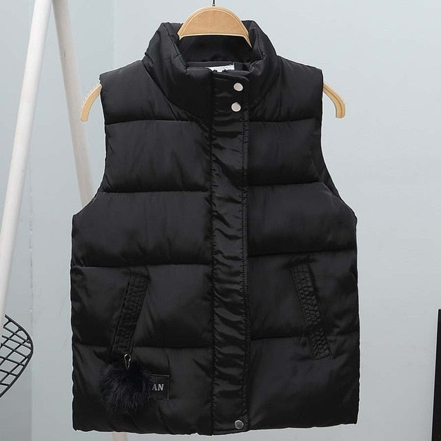 Women Vest Mandarin Collar Sleeveless Short Coat Women Jacket Waistcoat Female Plus Size Chalecos Para Mujer Autumn Winter