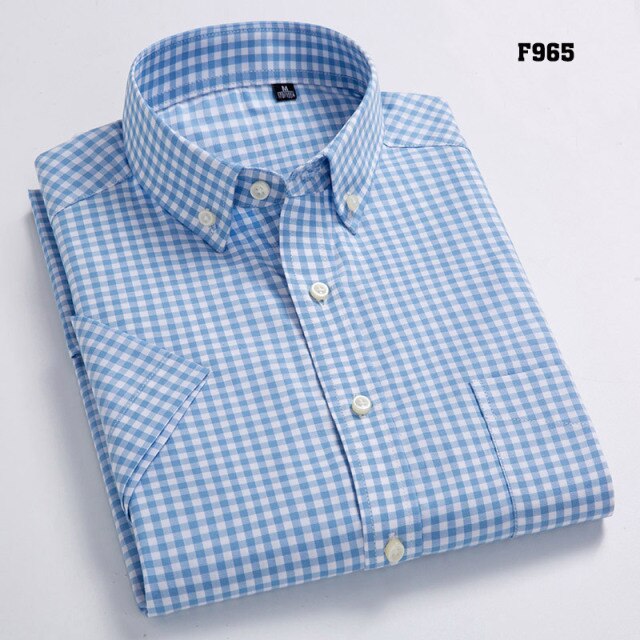 MACROSEA Summer Short Sleeve Plaid Shirts Fashion Men Business Formal Casual Shirts 100% Cotton Slim Fit Shirts Plus Size S-8XL