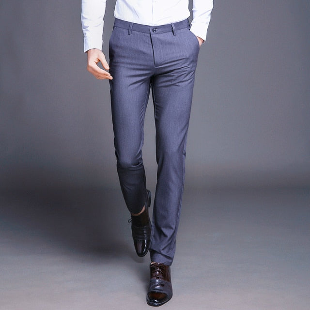 New Fashion High Quality Cotton Men Suit Pants Straight Spring Autumn Long Male Classic Business Casual Trousers Full Length