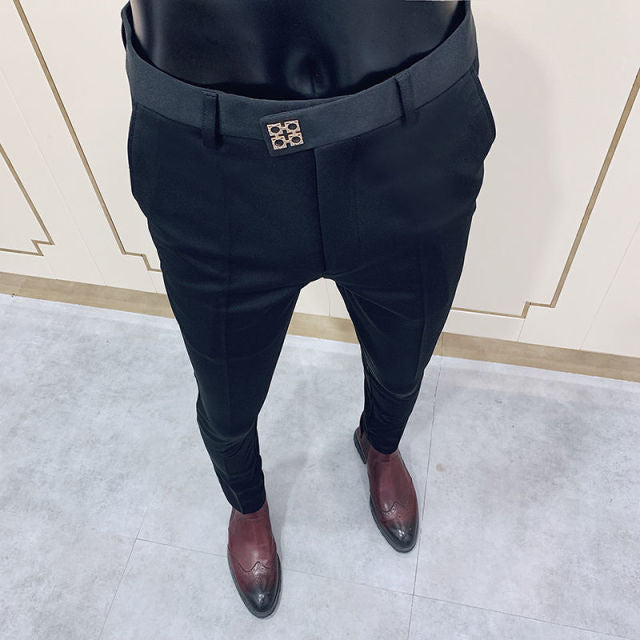 maoxiangshop Mens Business Suit Pant Male Pants Ankle Length Casual Slim Formal Trousers Elastic Pencil Pants Office Work Men Clothes