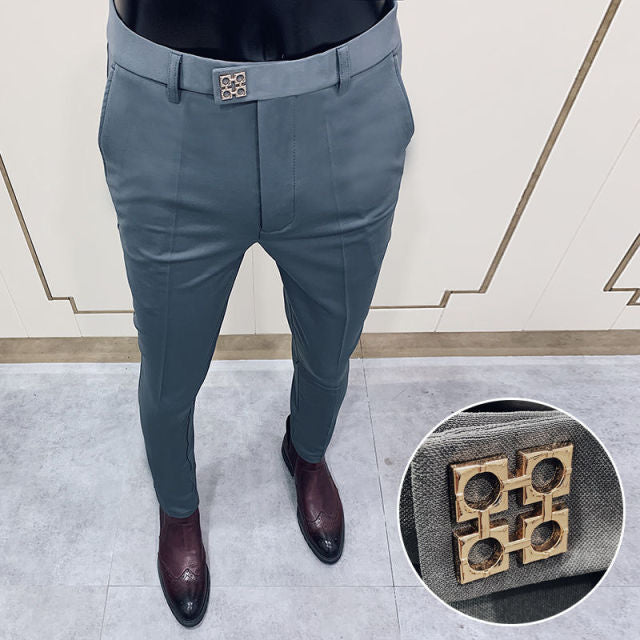 maoxiangshop Mens Business Suit Pant Male Pants Ankle Length Casual Slim Formal Trousers Elastic Pencil Pants Office Work Men Clothes