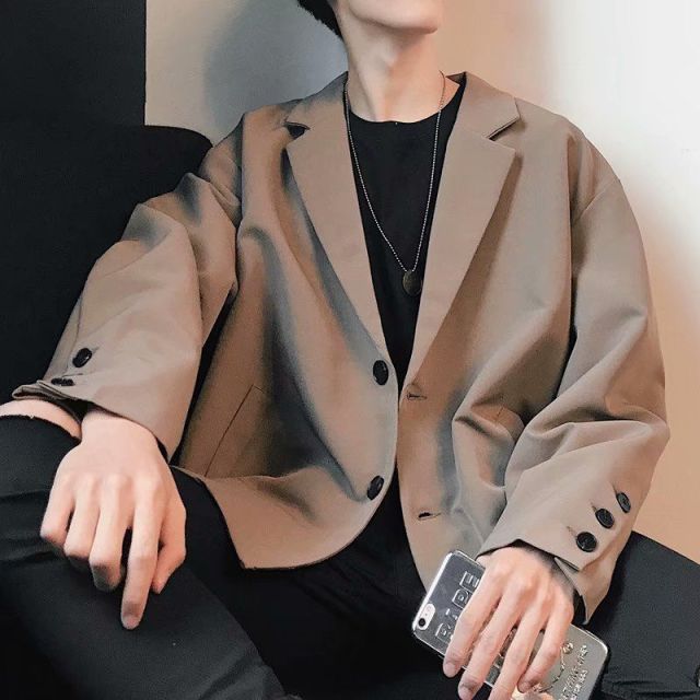 maoxiangshop Blazers Men Leisure British-style Trendy Loose All-match Simple Korean Suit-tops Male Single-breasted Retro Daily Ins Streetwear