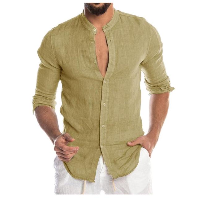 maoxiangshop New Men's Casual Blouse Cotton Linen Shirt Loose Tops Long Sleeve Tee Shirt Spring Autumn Summer Casual Handsome Men Shirt