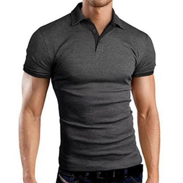 New Summer Mens Polo Shirt Short Sleeve Turn-over Collar Slim Tops Casual Breathable Solid Color Business Shirt