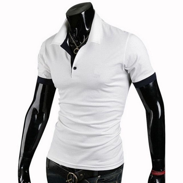 New Summer Mens Polo Shirt Short Sleeve Turn-over Collar Slim Tops Casual Breathable Solid Color Business Shirt