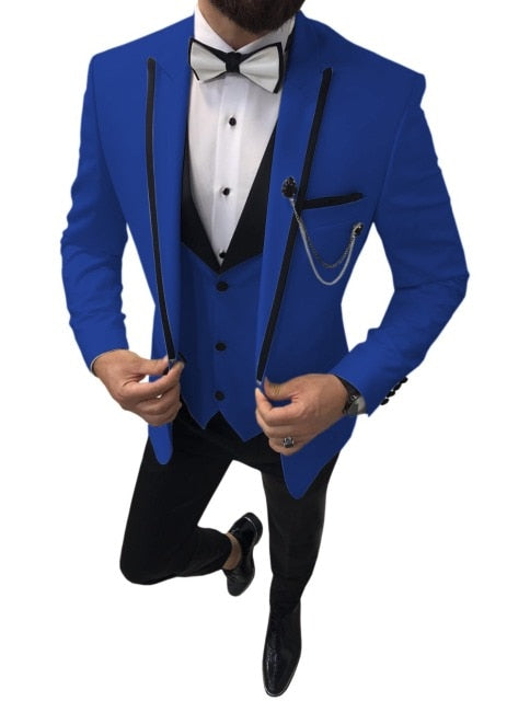 maoxiangshop Men's Suit Fashion Formal Business Slim Fit 3-Pieces White Blazers Burgundy Pant Men's Tuxedo Wedding Men Suits Groom Suit