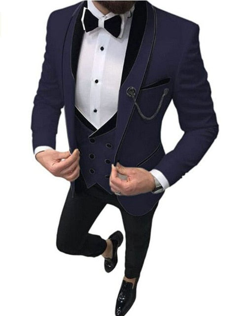 maoxiangshop Men's Suit Fashion Formal Business Slim Fit 3-Pieces White Blazers Burgundy Pant Men's Tuxedo Wedding Men Suits Groom Suit