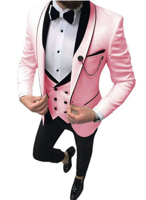 maoxiangshop Men's Suit Fashion Formal Business Slim Fit 3-Pieces White Blazers Burgundy Pant Men's Tuxedo Wedding Men Suits Groom Suit