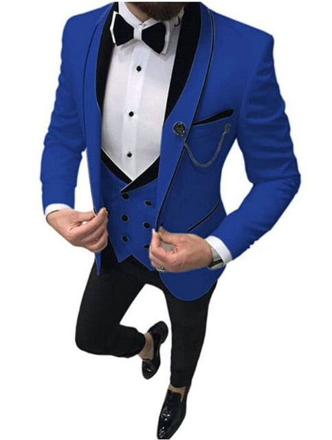 maoxiangshop Men's Suit Fashion Formal Business Slim Fit 3-Pieces White Blazers Burgundy Pant Men's Tuxedo Wedding Men Suits Groom Suit