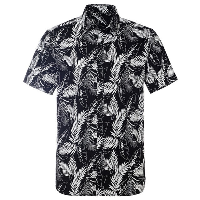 maoxiangshop Summer Pure Cotton Mens Hawaiian Shirt Printed Short Sleeve Big Us Size Hawaii Flower Beach Floral Patterns