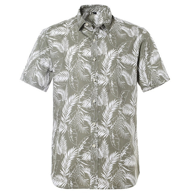 maoxiangshop Summer Pure Cotton Mens Hawaiian Shirt Printed Short Sleeve Big Us Size Hawaii Flower Beach Floral Patterns