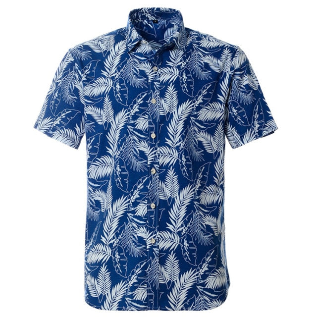 maoxiangshop Summer Pure Cotton Mens Hawaiian Shirt Printed Short Sleeve Big Us Size Hawaii Flower Beach Floral Patterns