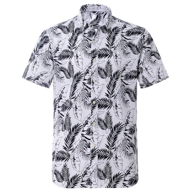 maoxiangshop Summer Pure Cotton Mens Hawaiian Shirt Printed Short Sleeve Big Us Size Hawaii Flower Beach Floral Patterns