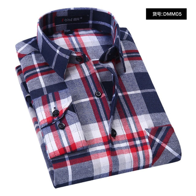 Plaid Shirt New Autumn Winter Flannel Red Checkered Shirt Men Shirts Long Sleeve Chemise Homme Cotton Male Check Shirts