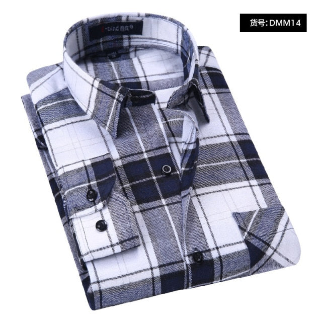 Plaid Shirt New Autumn Winter Flannel Red Checkered Shirt Men Shirts Long Sleeve Chemise Homme Cotton Male Check Shirts