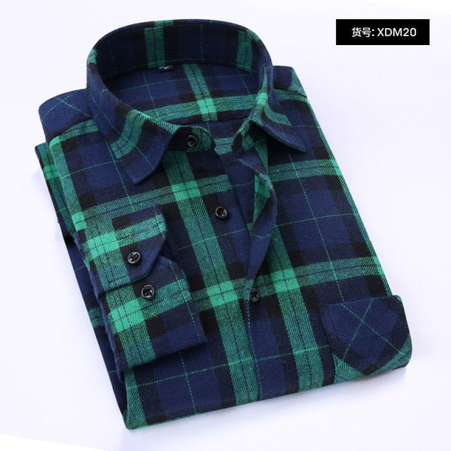 Plaid Shirt New Autumn Winter Flannel Red Checkered Shirt Men Shirts Long Sleeve Chemise Homme Cotton Male Check Shirts
