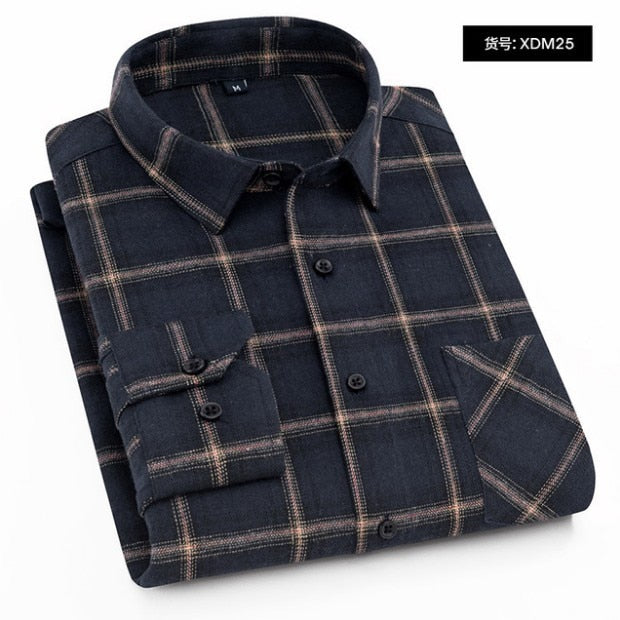 Plaid Shirt New Autumn Winter Flannel Red Checkered Shirt Men Shirts Long Sleeve Chemise Homme Cotton Male Check Shirts