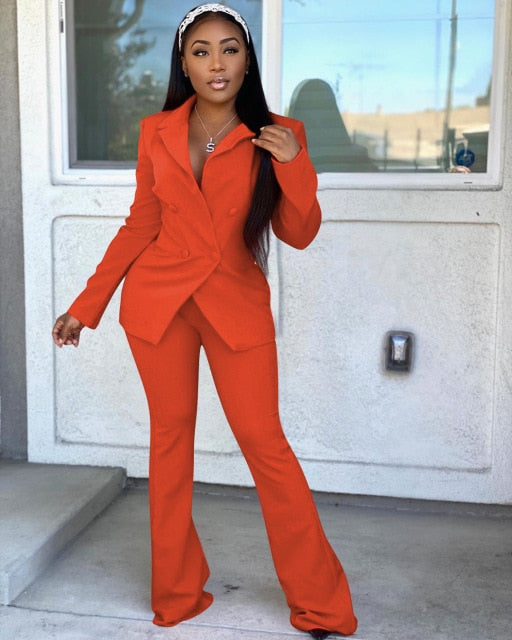 Two Piece Office Wear Women's Suit Coat With Pants Autumn And Winter New Solid Color Long Sleeve V Neck Fashion Casual Suit