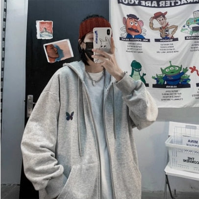 Vintage Long Sleeve Hoodie Sweetshirt Clothes Women Fashion Zip Up Cute Bear Hoodies Autumn Winter Coat Loose Harajuku Top
