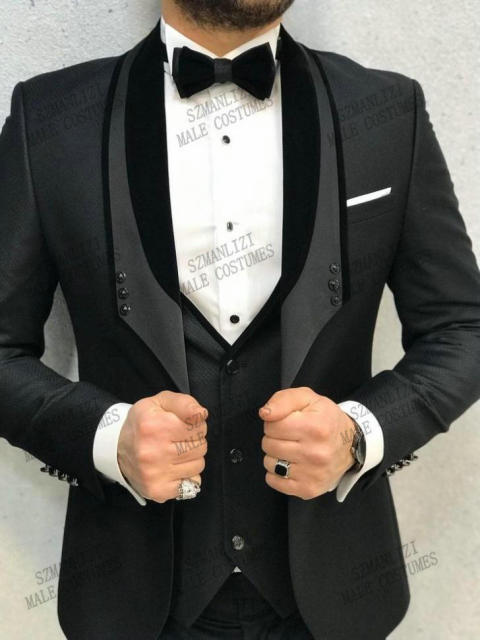 maoxiangshop Men's Suit Fashion Formal Business Slim Fit 3-Pieces White Blazers Burgundy Pant Men's Tuxedo Wedding Men Suits Groom Suit