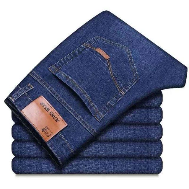 Spring Autumn Men's Smart Elastic Jeans Business Fashion Straight Regular Stretch Denim Trousers Men Jeans Plus Size 28-40