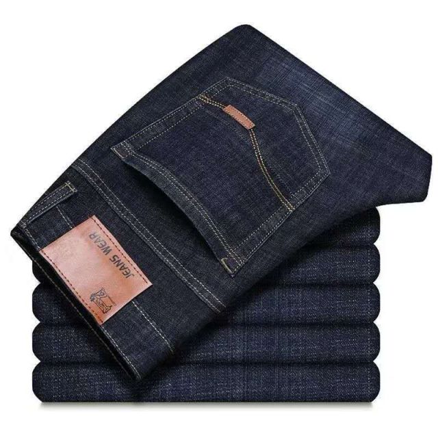 Spring Autumn Men's Smart Elastic Jeans Business Fashion Straight Regular Stretch Denim Trousers Men Jeans Plus Size 28-40