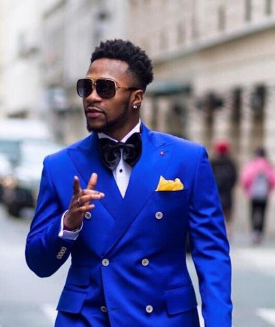 Men Black Double Breasted Wedding Groom Suit With Pants Tuxedo For Men Wedding Suits Prom Best Man Suit (Jacket+Pants+Bow)