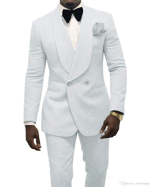 Men Black Double Breasted Wedding Groom Suit With Pants Tuxedo For Men Wedding Suits Prom Best Man Suit (Jacket+Pants+Bow)
