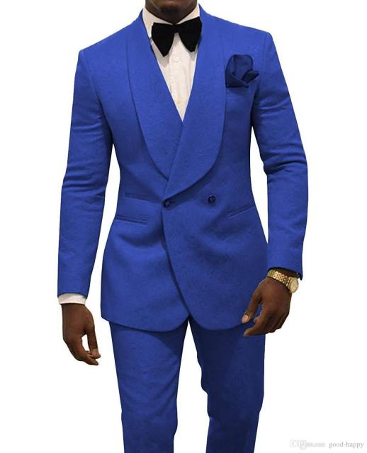 Men Black Double Breasted Wedding Groom Suit With Pants Tuxedo For Men Wedding Suits Prom Best Man Suit (Jacket+Pants+Bow)