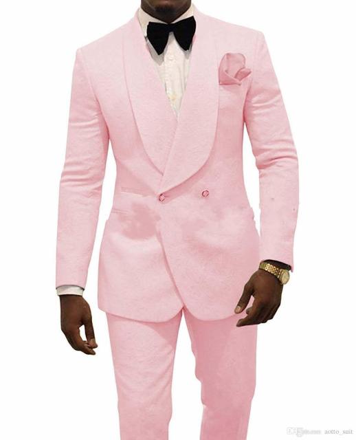Men Black Double Breasted Wedding Groom Suit With Pants Tuxedo For Men Wedding Suits Prom Best Man Suit (Jacket+Pants+Bow)