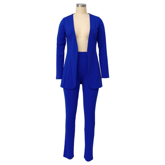 Two Piece Women Business Blazer Set Office Lady Solid Colors Formal Suits with Buttons New Pink Yellow Commute Blazer Pants Set