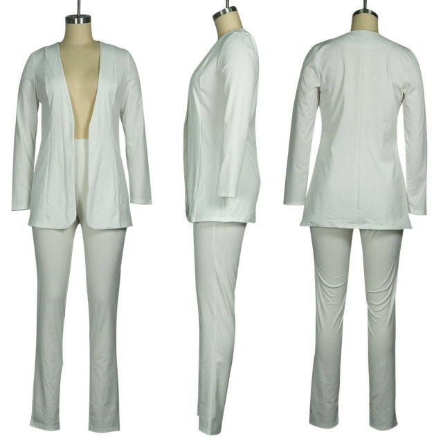 Two Piece Women Business Blazer Set Office Lady Solid Colors Formal Suits with Buttons New Pink Yellow Commute Blazer Pants Set